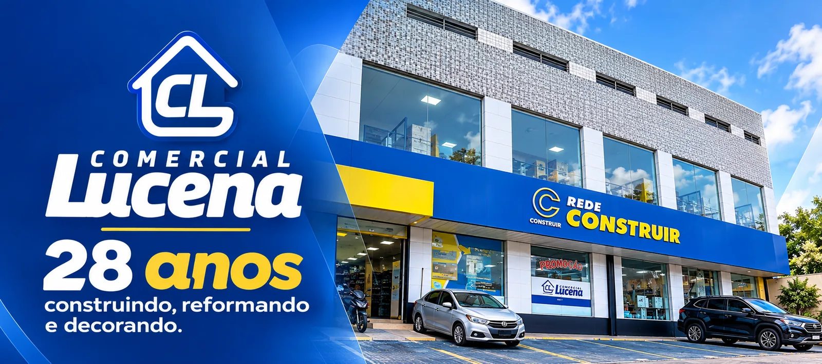 Comercial Lucena, Rede Construir: 28 anos construindo, reformando e decorando. Fachada da loja na Av. Lindolfo Collor, 33, Paratibe, Paulista